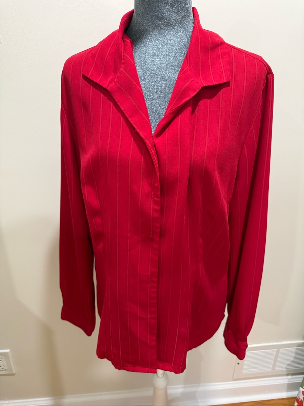 Covington Red Pinstripe Button-Down Blouse